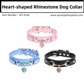 Fashion Dog Collar with Bling Diamonds & Heart Charm