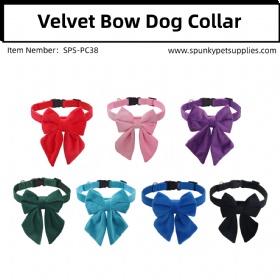 Velvet Dog Collar with Style Bow Tie